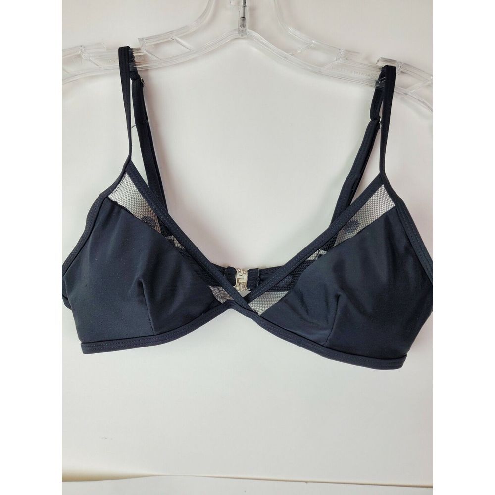 Black Mesh Sexy Triangle Bralette Wireless Sheer Size Small